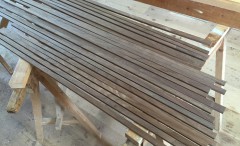 家具工場にて制作什器の部材